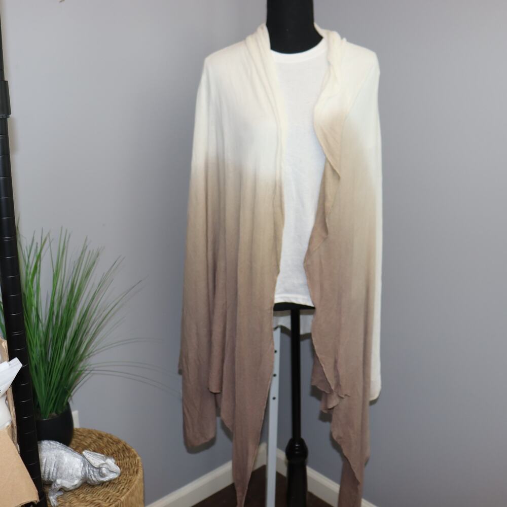 Neutral Ombre‎ Knit Wrap Shawl Cream Taupe Gradient Lightweight Layer